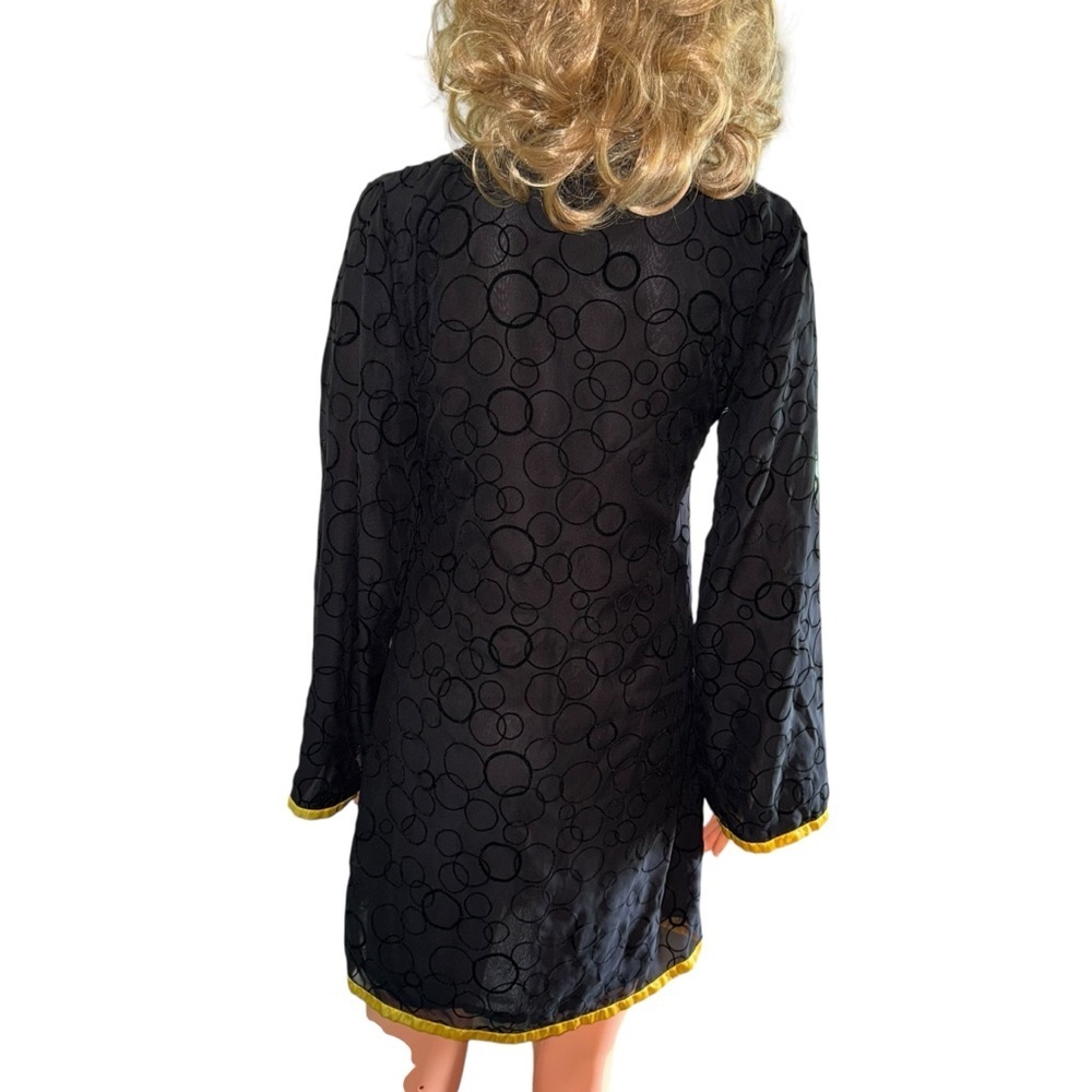 Artizara Afnan Tunic Dress XS Black Embroidered Modest Boho Long Sleeve - Picture 4 of 8
